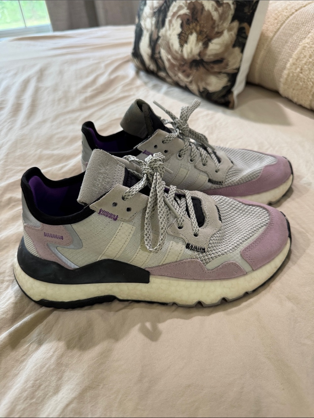 RARE adidas Nite Jogger Grey Soft Vision Purple Reflective Women’s 6.5 EE5906